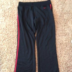Nike black wide leg sweatpants with hot pink